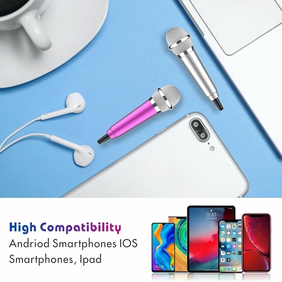 2 Pack Mini Phone Microphone for Recording, Singing, Karaoke Stereo Studio Mic - Picture 9 of 10